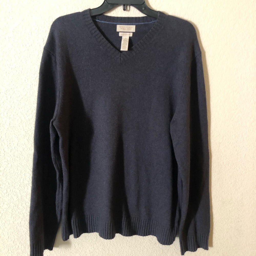Banana Republic Cashmere Sweater Luxury Vintage Cotton Angorra Medium Navy